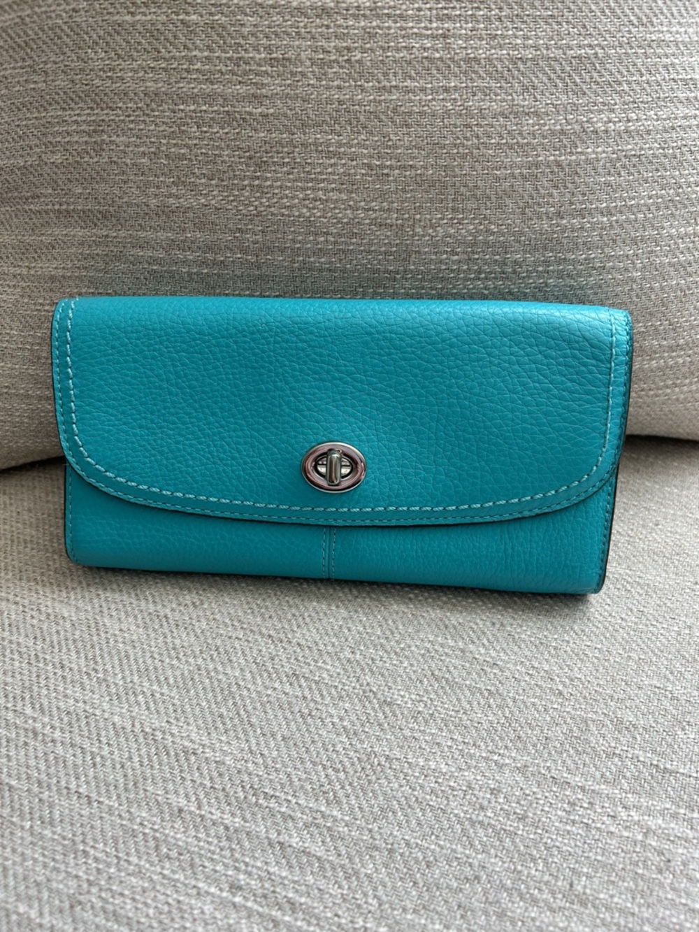 Coach women’s Wallet light blue with silver hardware